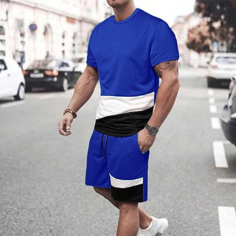 Trendy Men'S T-Shirt New Splicing 3D Short-Sleeve Shorts Sports Casual Set Dropshipping - Image 5